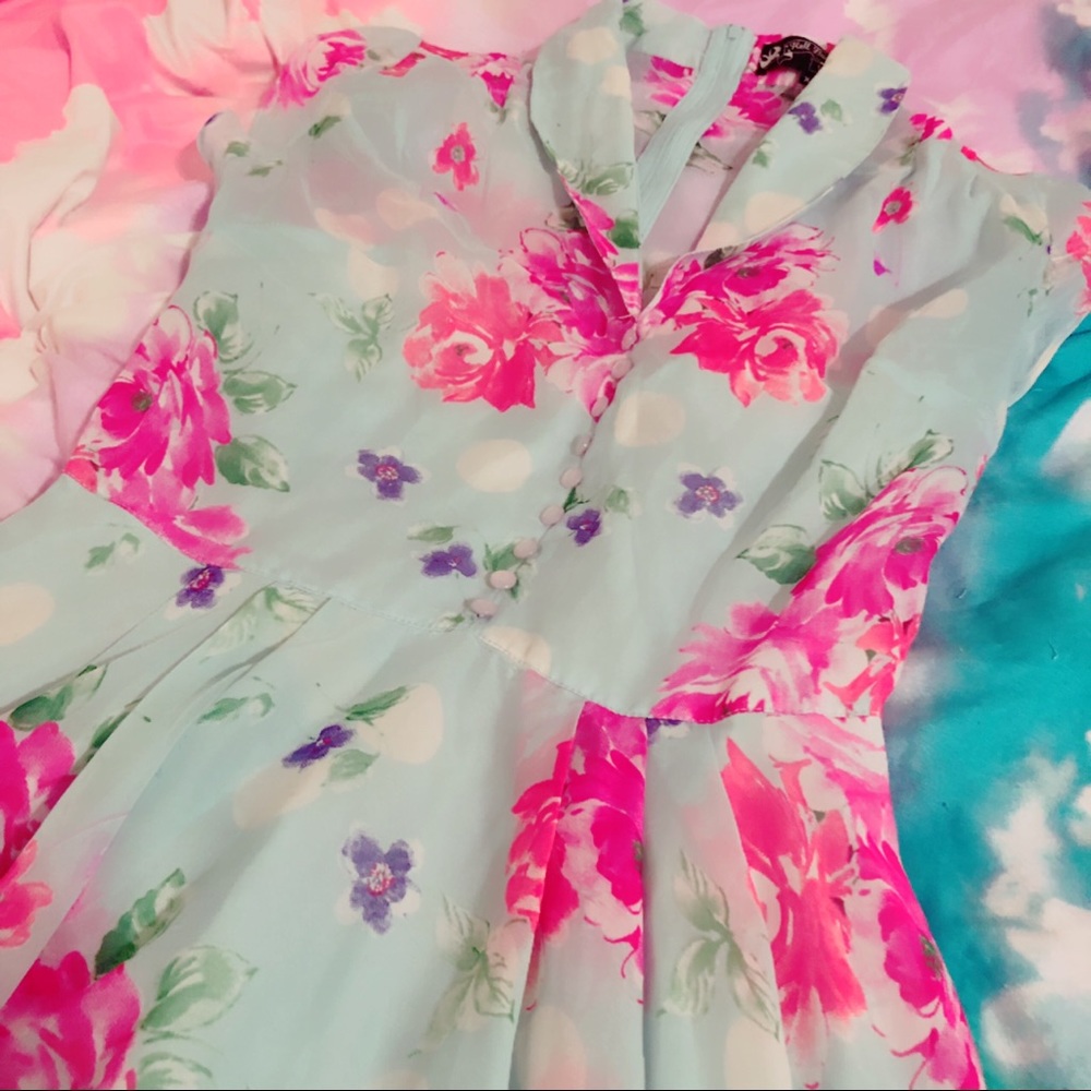 Hell Bunny Hibiscus Rose Chiffon Dress